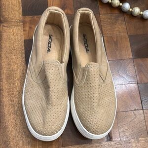 Soda Beige Perforated Slip-Ons